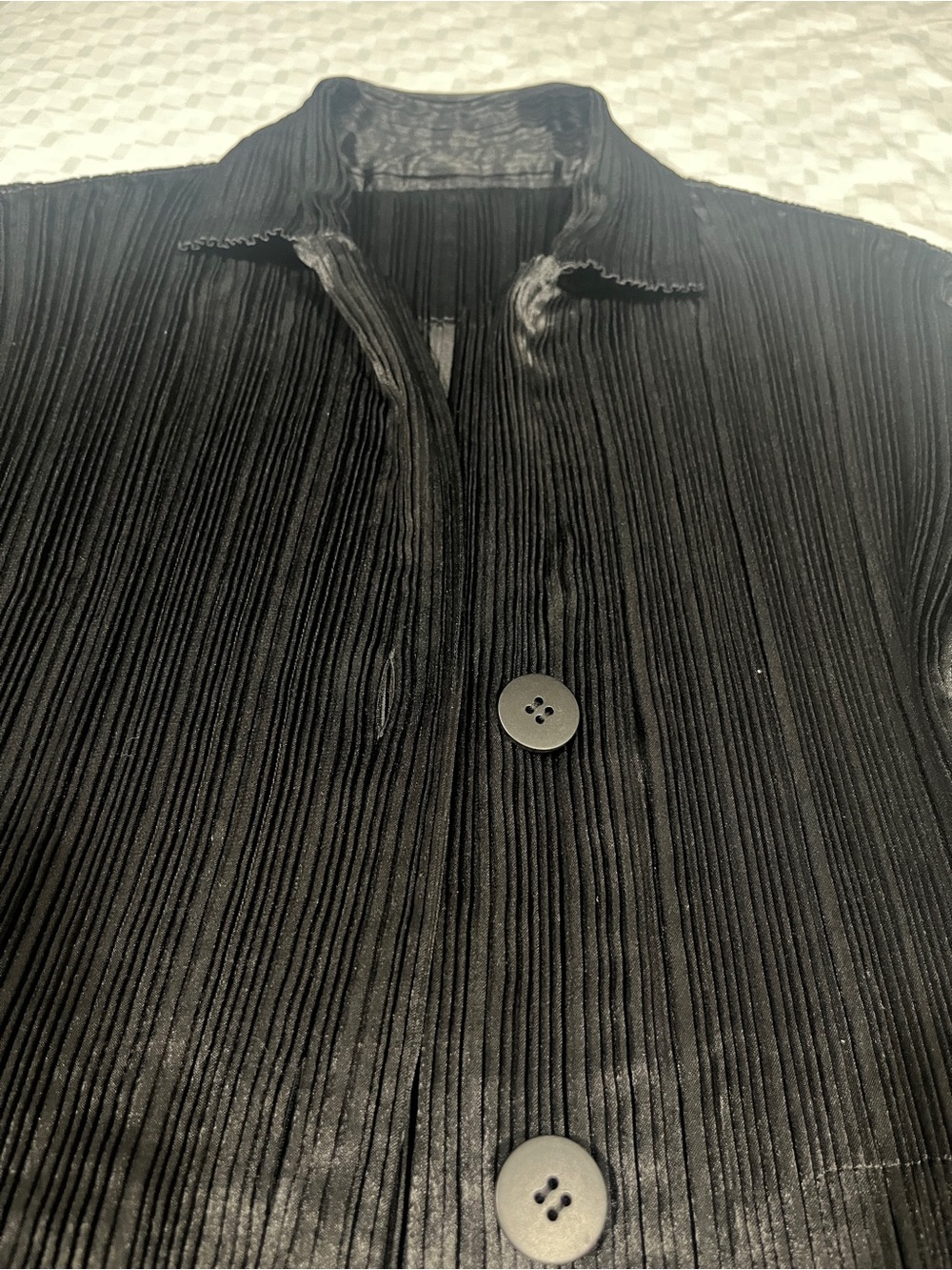 Issey Miyake Black Pleated Button-Front Jacket - Picture 3 of 8